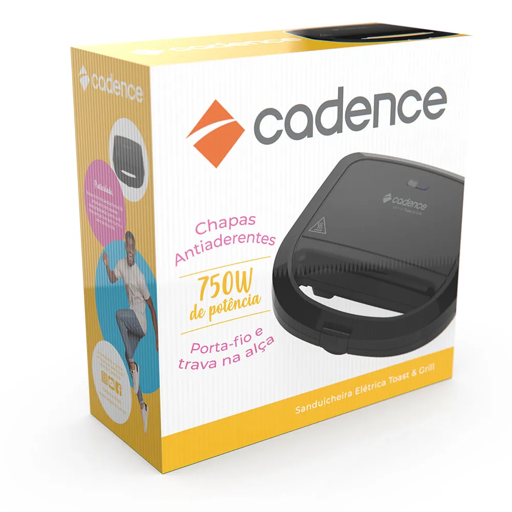 Sanduicheira Cadence Preta Antiaderente Toast & Grill - 110V - Imagem 7