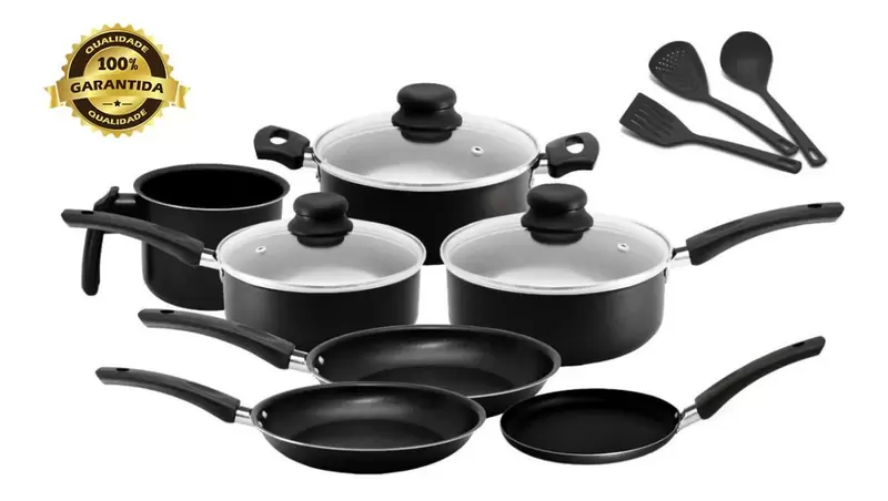 Conjunto de Panelas Antiaderente Preto 10 peças - ARNIX - Imagem 2