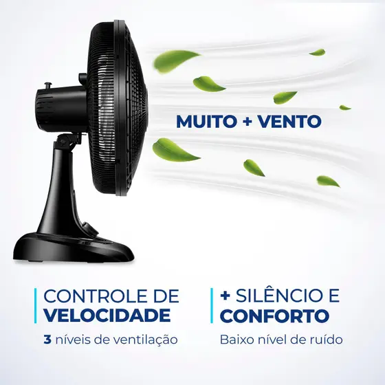 Ventilador de Mesa Mondial Preto - 40Cm 6 Pás 127V - Imagem 2