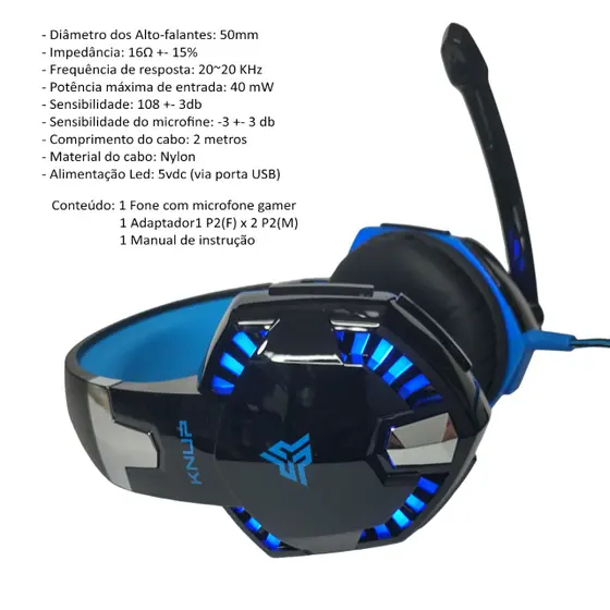 Headset Fone de Ouvido Gamer com fio e microfone - Imagem 4