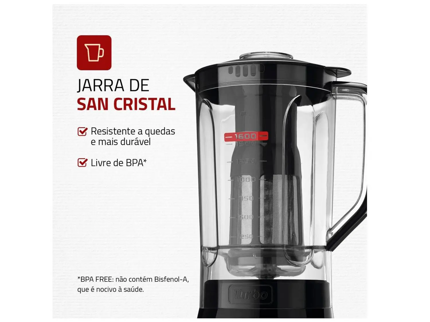Liquidificador Mondial Turbo Power Preto 3 Velocidades 550W - Imagem 7